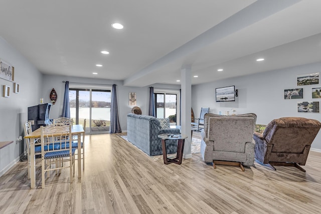11767 Greenbriar Dr, Jerome, MI 49249 - living area with light wood-type flooring, recessed lighting, and baseboards