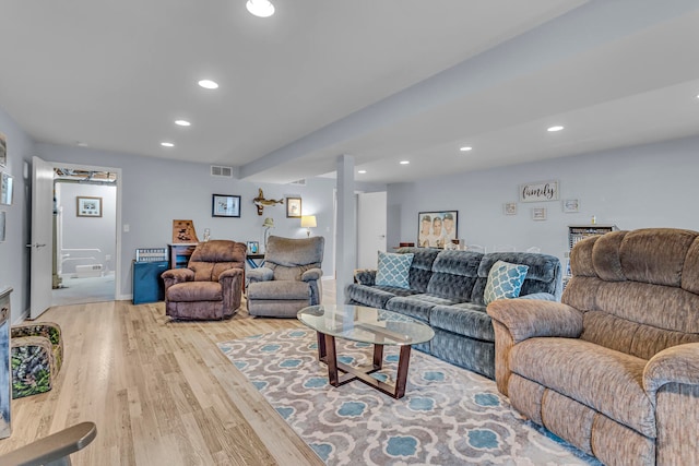 living room featuring light hardwood / wood-style floors