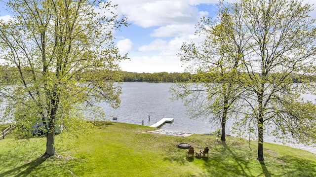 11767 Greenbriar Dr, Jerome, MI 49249 - water view featuring a fire pit and a dock