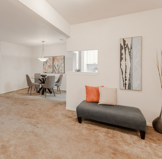 sitting room with light carpet