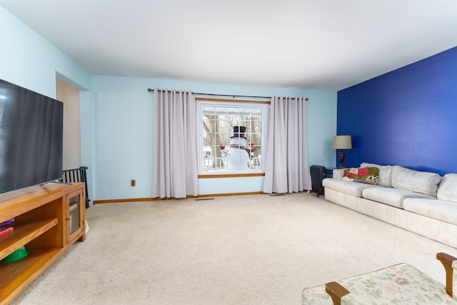 living room with carpet floors