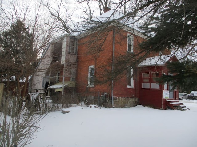 view of snow covered exterior