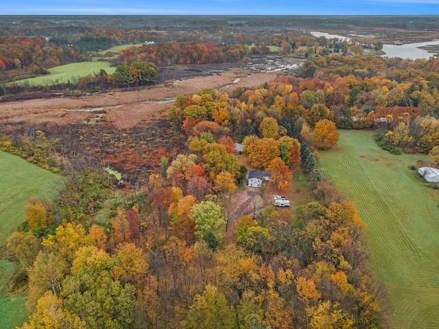 aerial view with a water view and a rural view