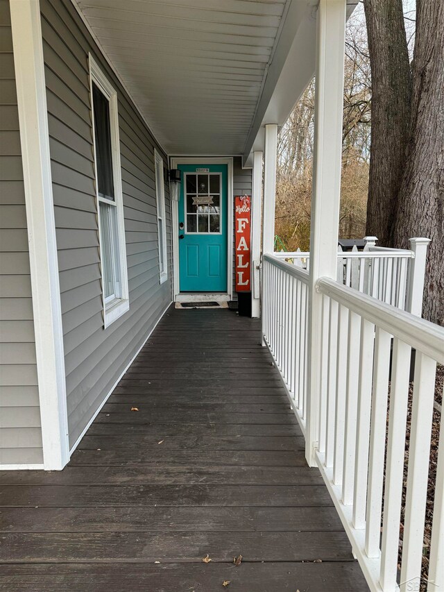 wooden deck with covered porch