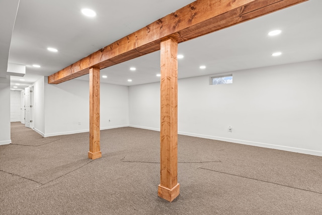 3897 Sand Rd, Port Austin, MI 48467 - below grade area featuring carpet floors, recessed lighting, and baseboards