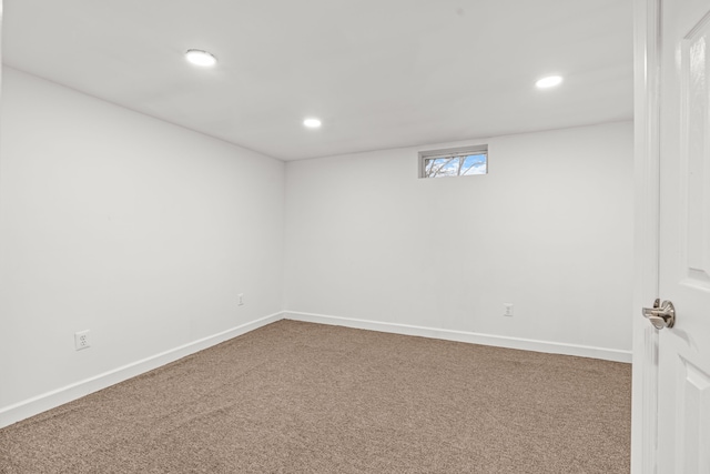 3897 Sand Rd, Port Austin, MI 48467 - basement with recessed lighting, carpet, and baseboards