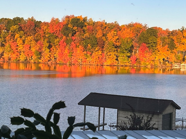 dock area featuring a water view