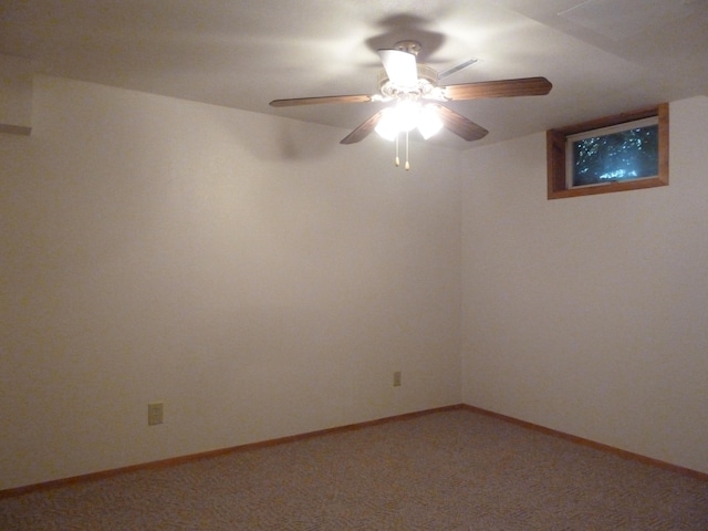 carpeted empty room with ceiling fan