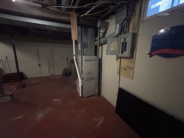 basement with electric panel