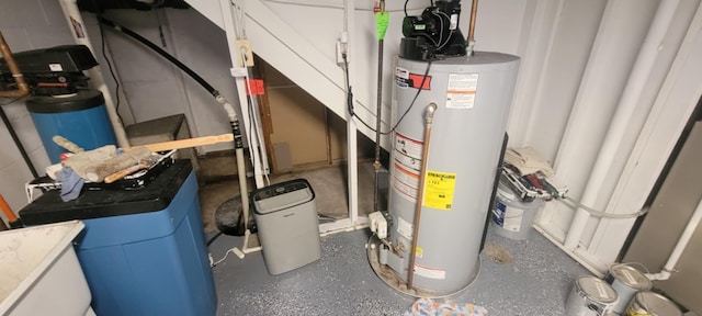 utility room featuring water heater