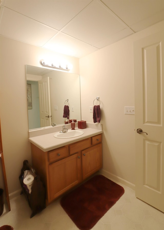 bathroom with vanity and tile patterned floors