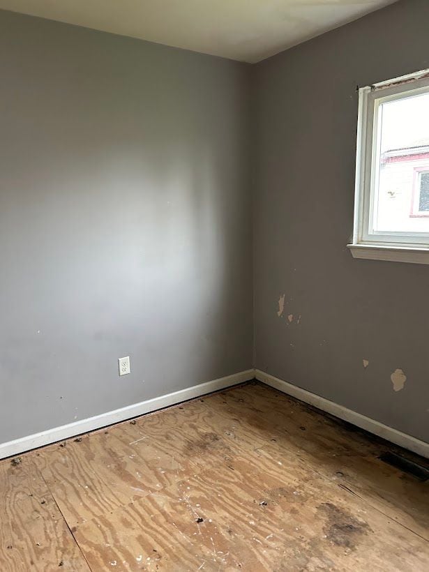 empty room with hardwood / wood-style flooring