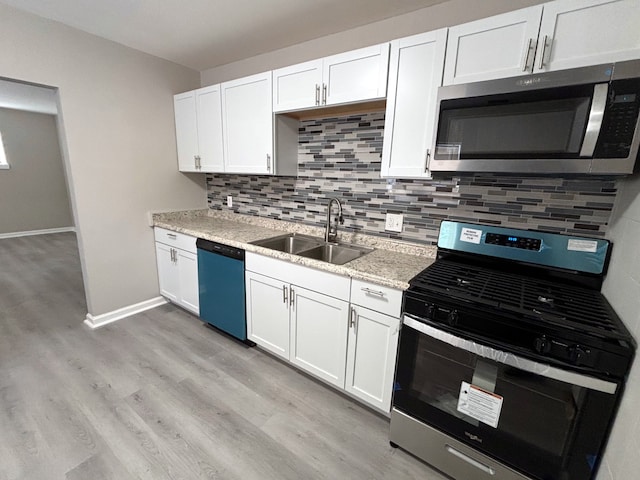 kitchen with white cabinetry, sink, and appliances with stainless steel finishes