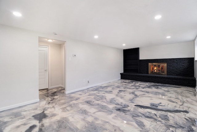 unfurnished living room with a fireplace