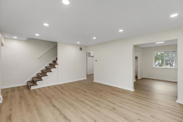 interior space with light hardwood / wood-style floors