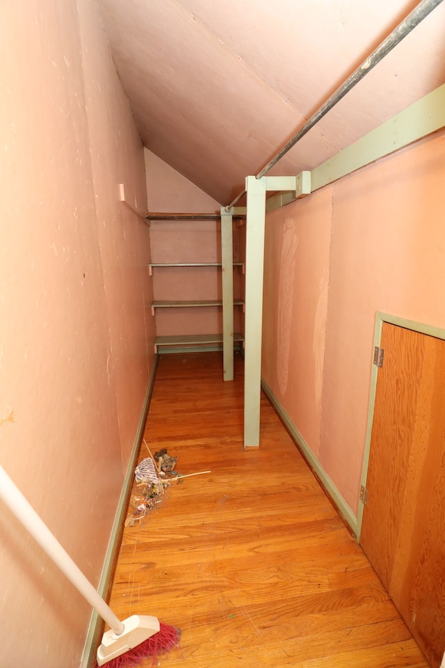 basement featuring light hardwood / wood-style flooring