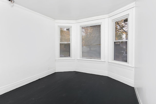 spare room featuring crown molding and hardwood / wood-style flooring