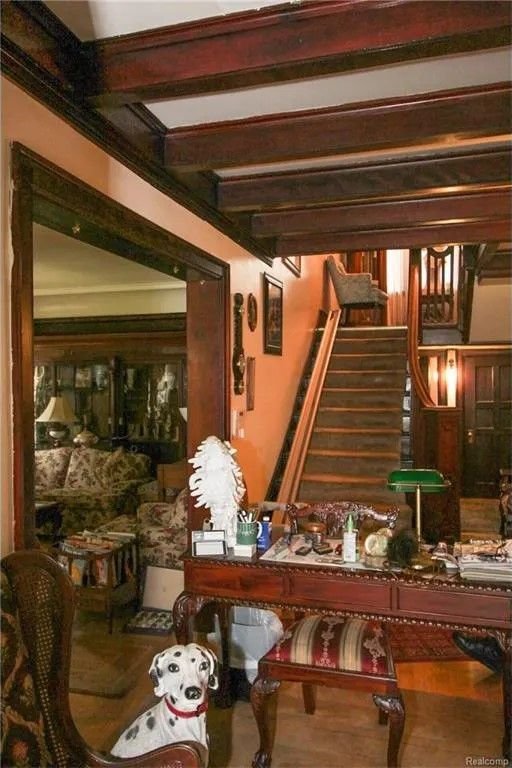 90 Edison St, Detroit, MI 48202 - basement with stairs and wood finished floors