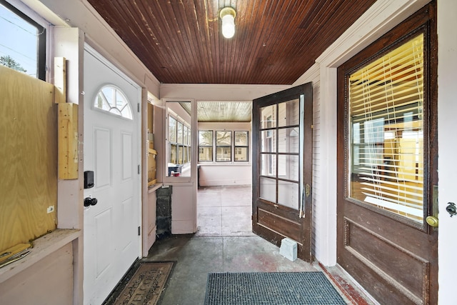 interior space with wooden ceiling