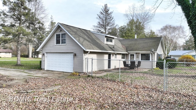 exterior space featuring a garage