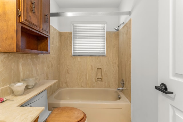 bathroom with vanity and shower / bathtub combination