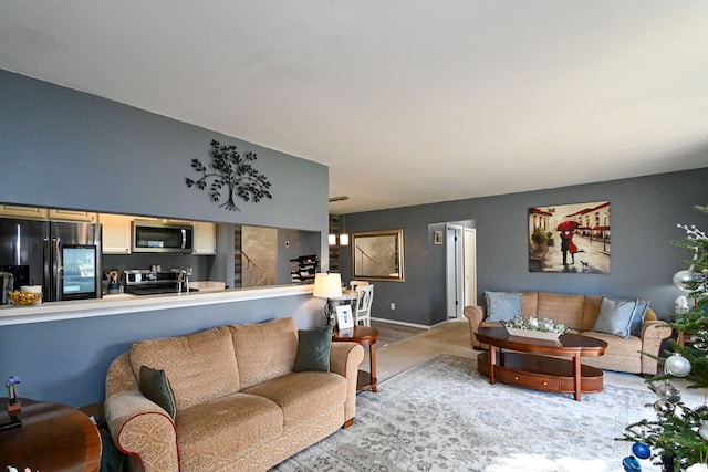 living room with hardwood / wood-style floors