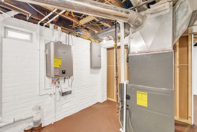 utilities featuring water heater and electric panel