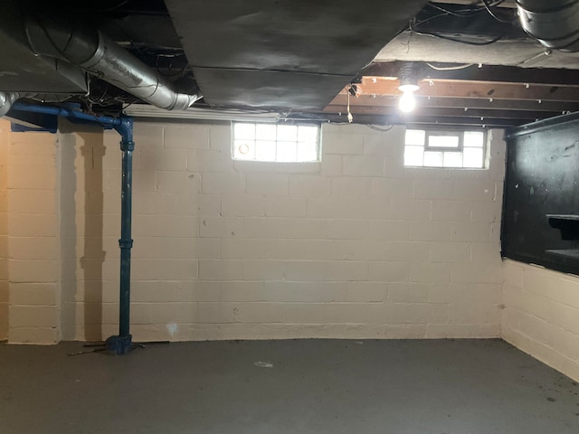 basement with a healthy amount of sunlight