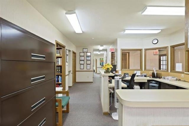 view of carpeted home office