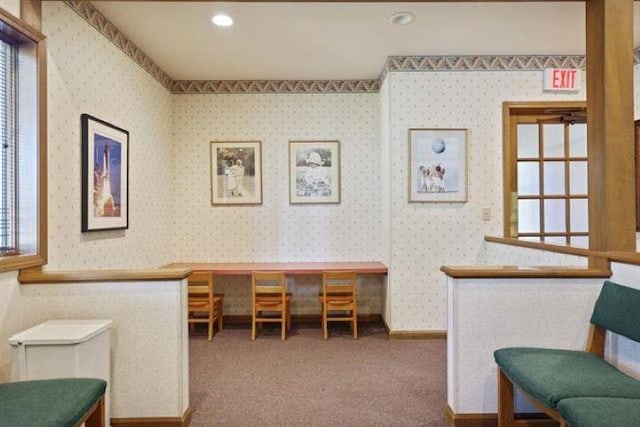 interior space featuring carpet floors and a healthy amount of sunlight