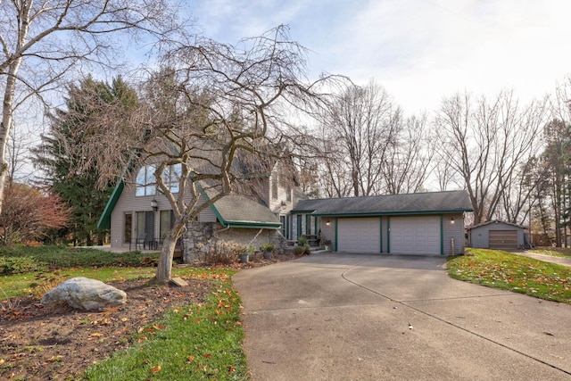 view of front of property with a garage