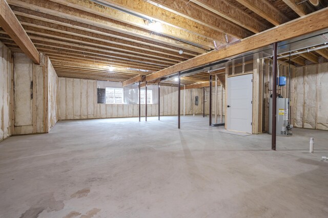 basement with water heater