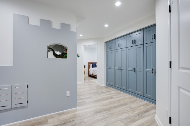 hall featuring light wood-type flooring