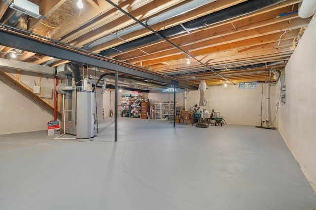 basement with water heater