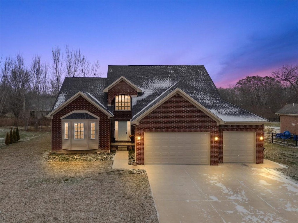 view of front of home with a garage