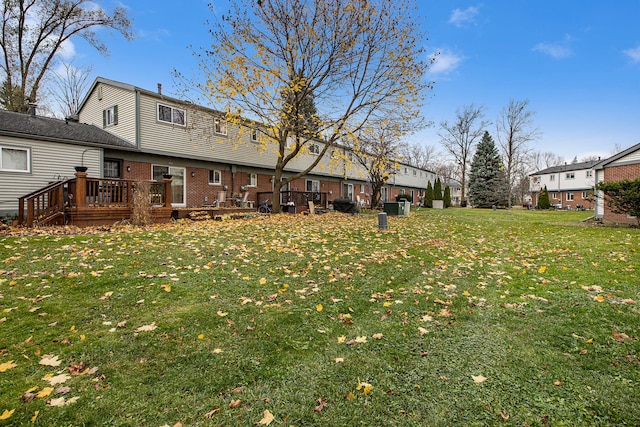 view of yard with a deck