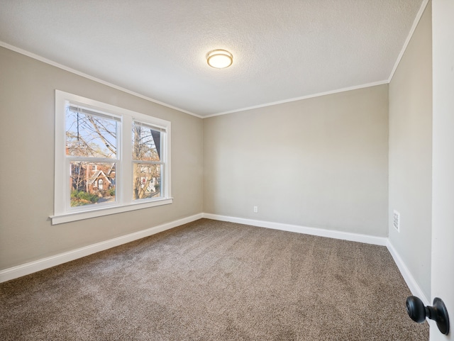 16162 Normandy St, Detroit, MI 48221 - carpeted empty room featuring ornamental molding, baseboards, and a textured ceiling