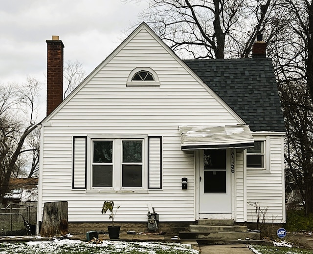 view of snow covered property