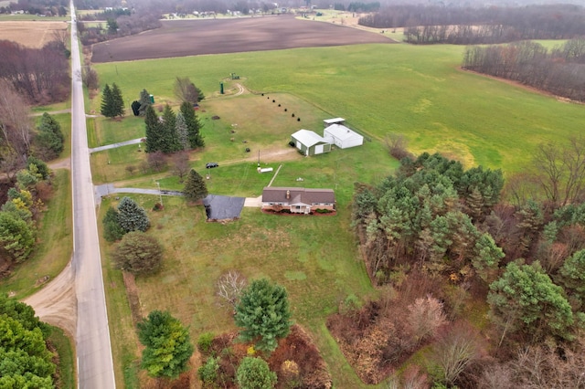 aerial view featuring a rural view