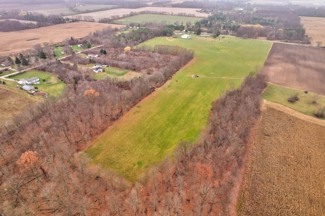 aerial view featuring a rural view