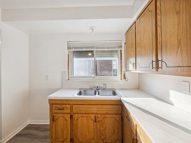 kitchen featuring dark hardwood / wood-style floors and sink