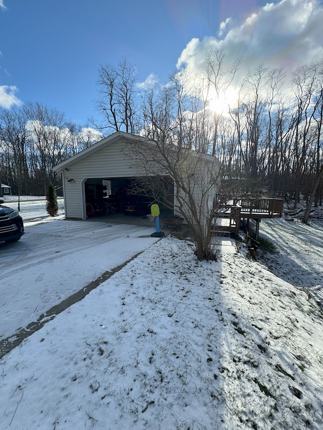 view of snow covered property