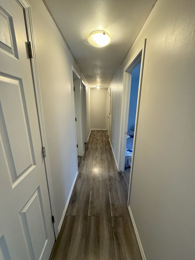 corridor with dark hardwood / wood-style floors