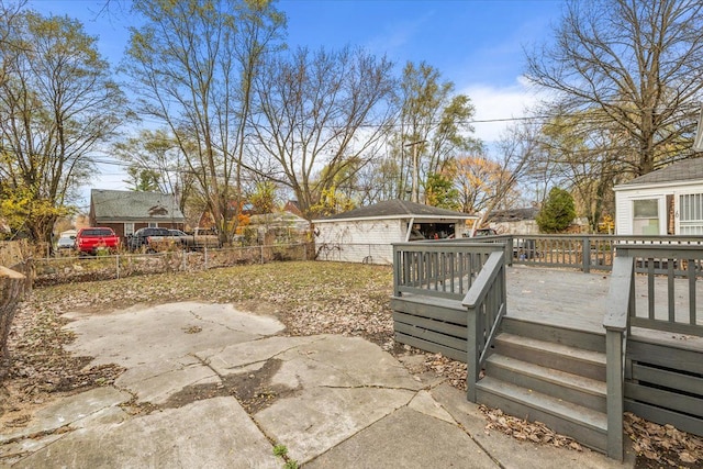 view of patio with a wooden deck