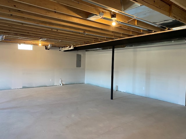 basement with electric panel