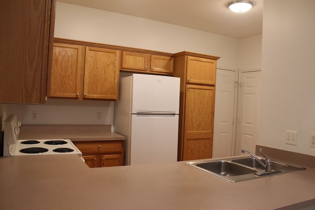 kitchen with white appliances and sink