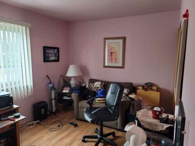 office space featuring light wood-type flooring