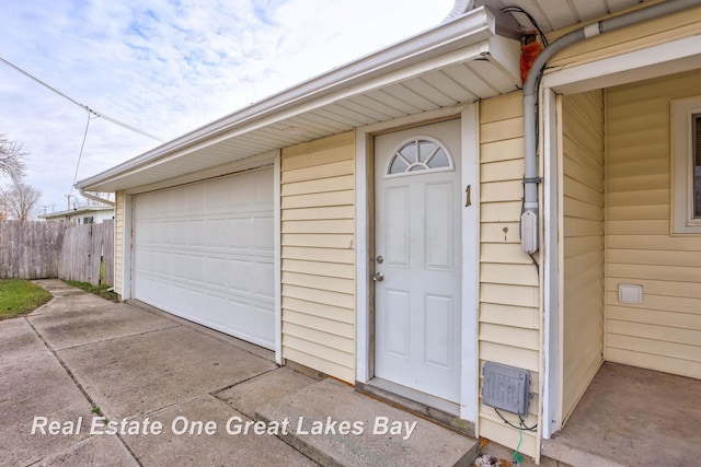 view of garage