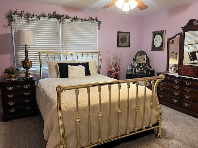 bedroom with carpet flooring and ceiling fan