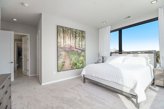 carpeted bedroom with multiple windows